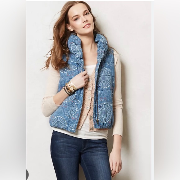 Anthropologie- Pilcro and the Letterpress chambray puffer vest - Picture 1 of 5